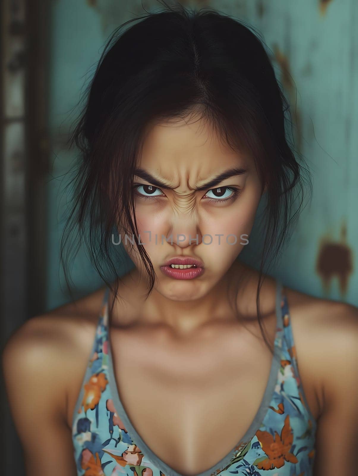 Angry Serious Asian Woman Emotional Lady Portrait