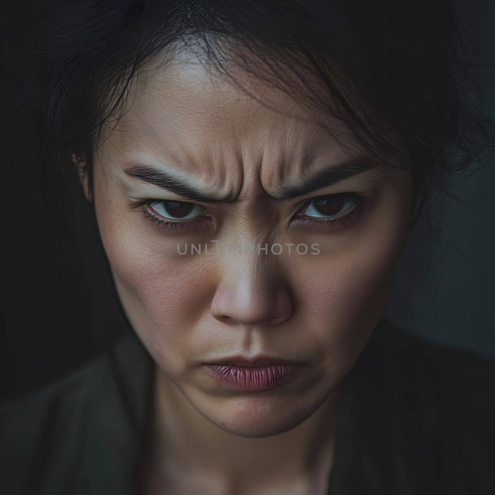 Angry Serious Asian Woman Emotional Lady Portrait