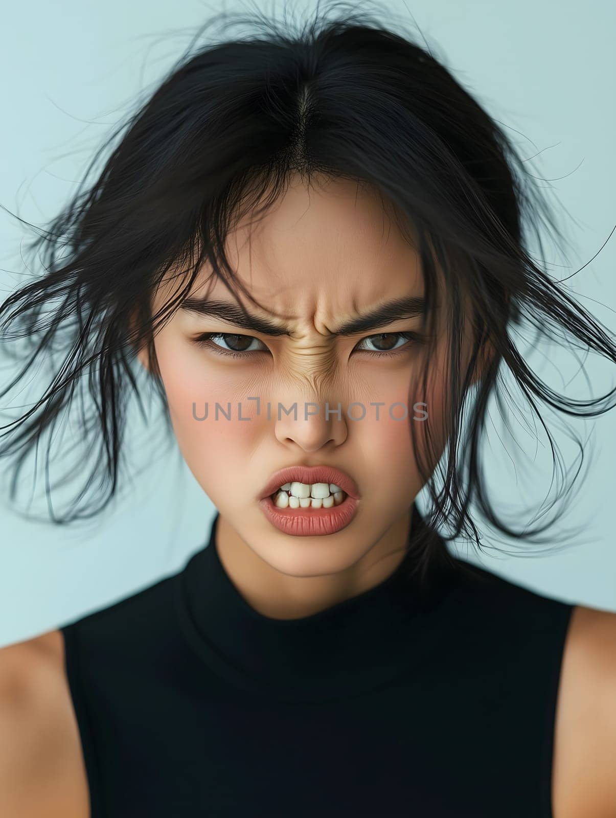 Angry Serious Asian Woman Emotional Lady Portrait