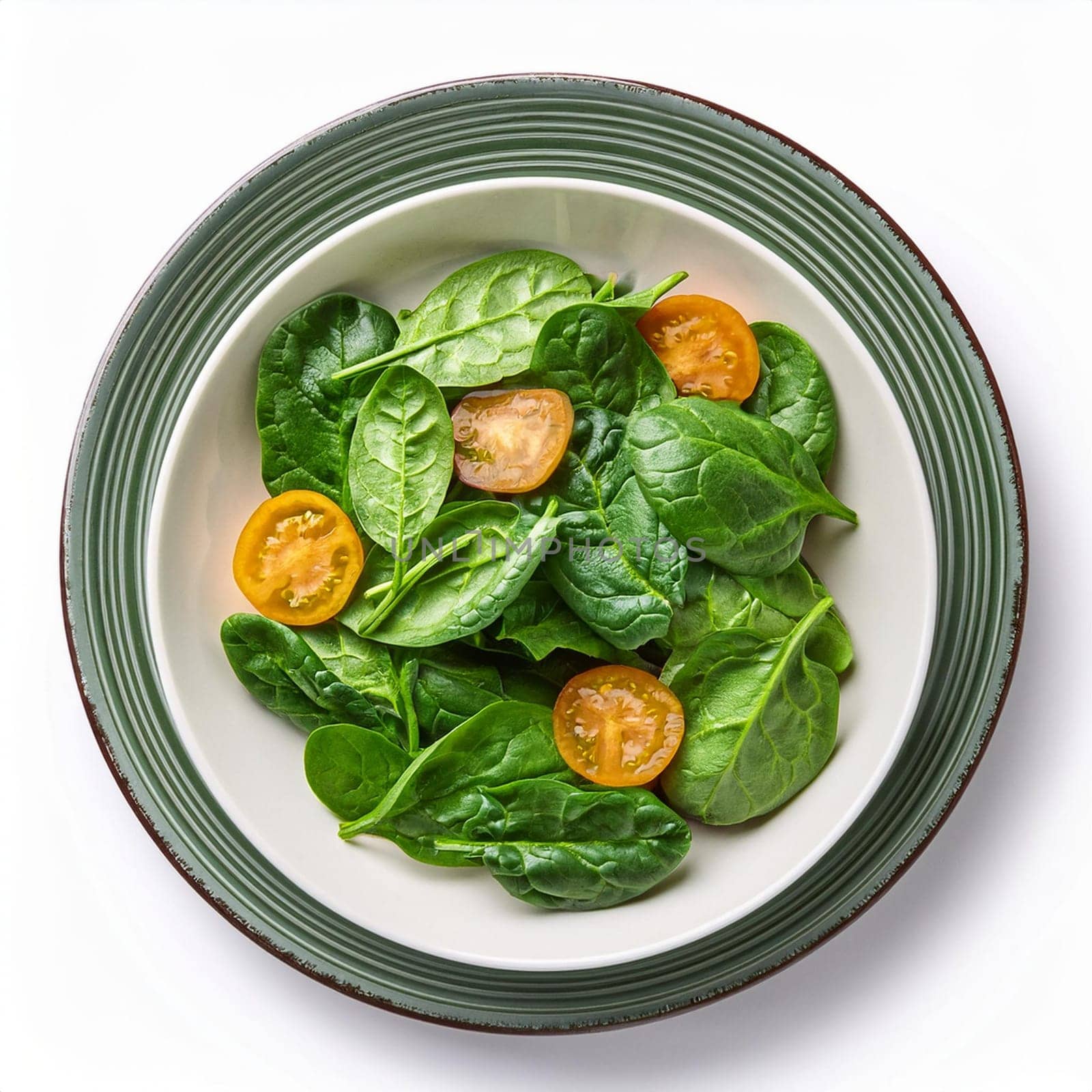 spinachs salad vegetarian food, AI generated image