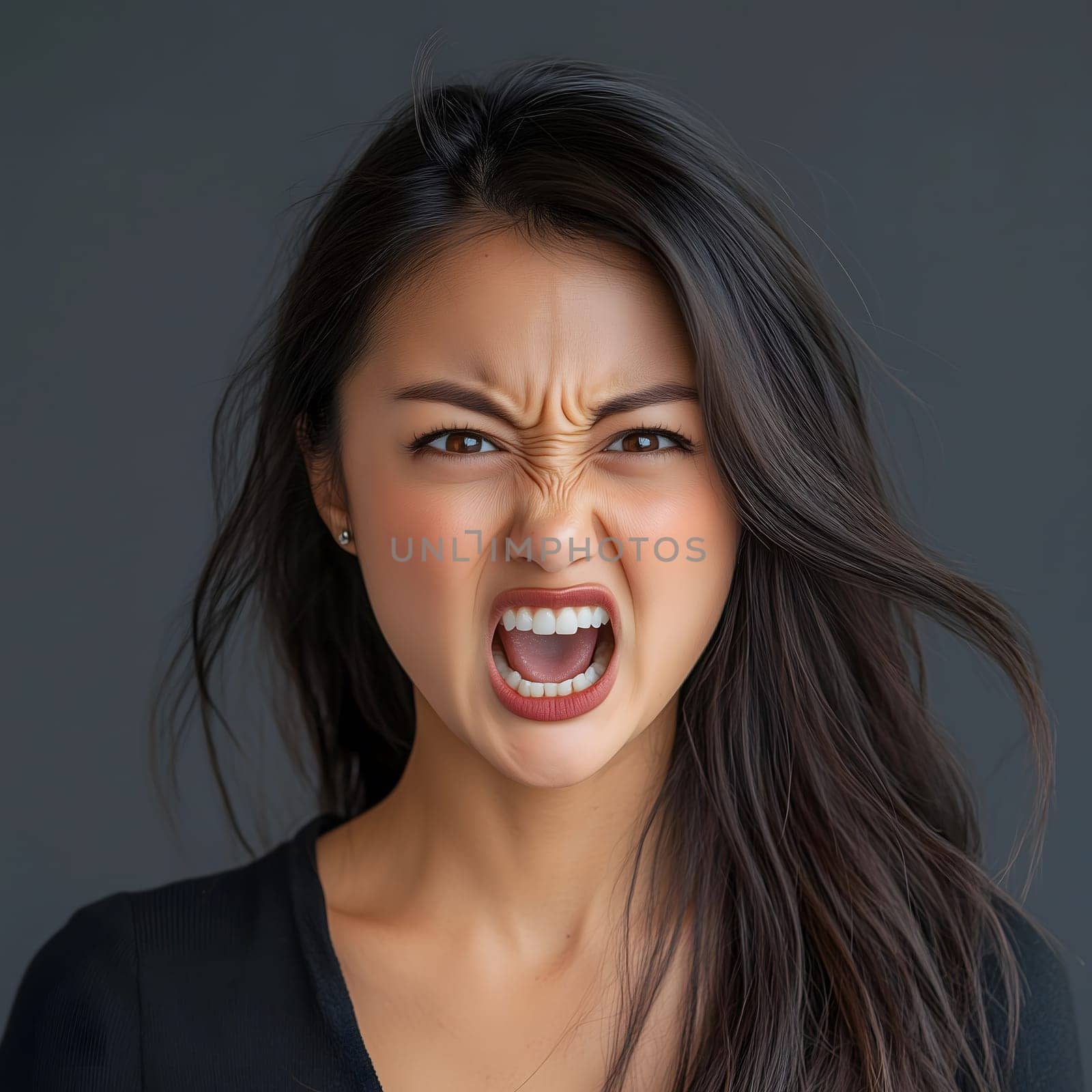 Angry Serious Asian Woman Emotional Lady Portrait