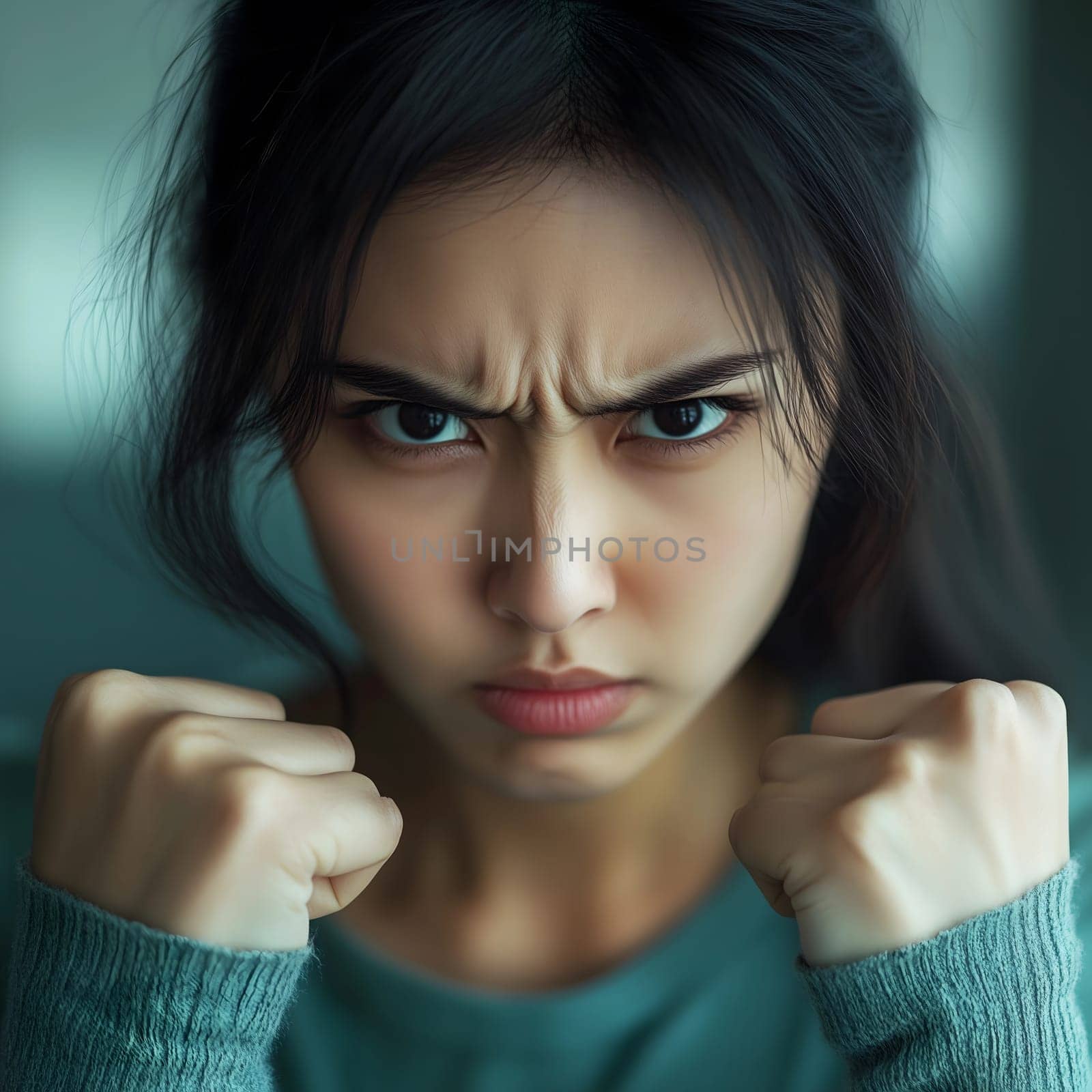 Angry Serious Asian Woman Emotional Lady Portrait