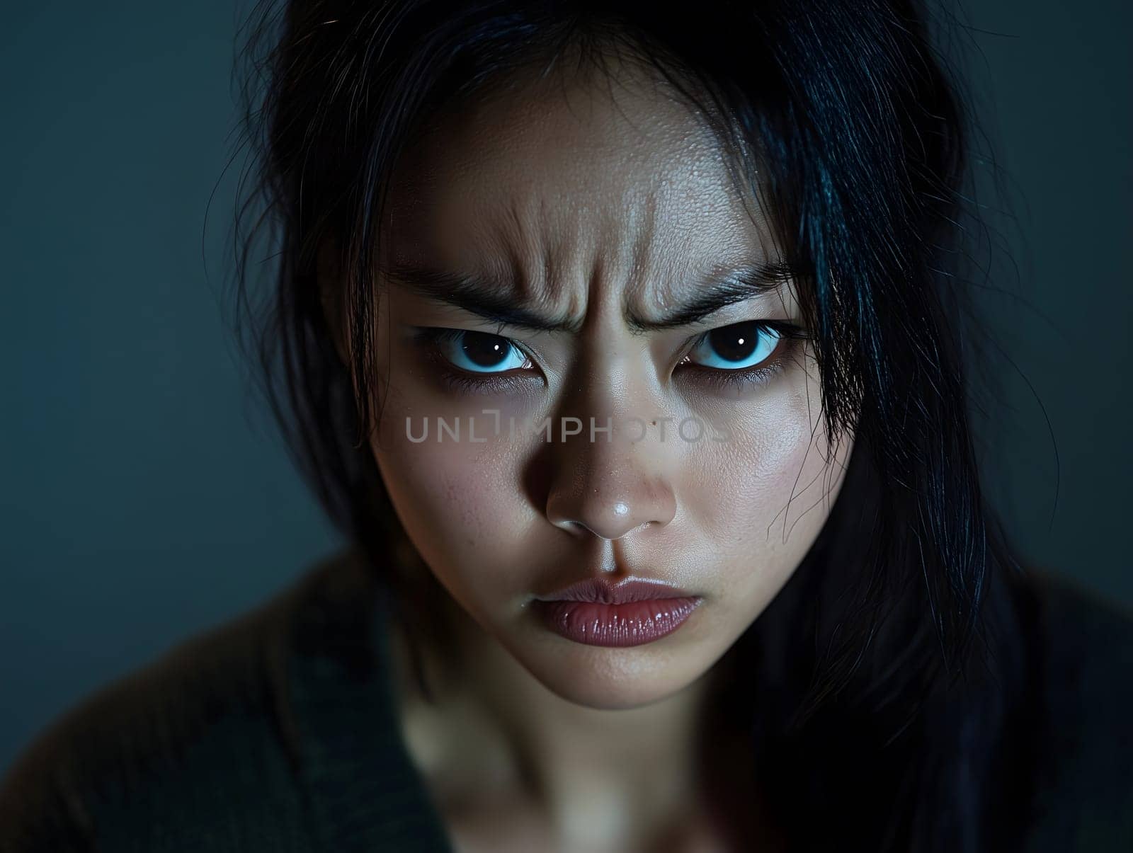 Angry Serious Asian Woman Emotional Lady Portrait