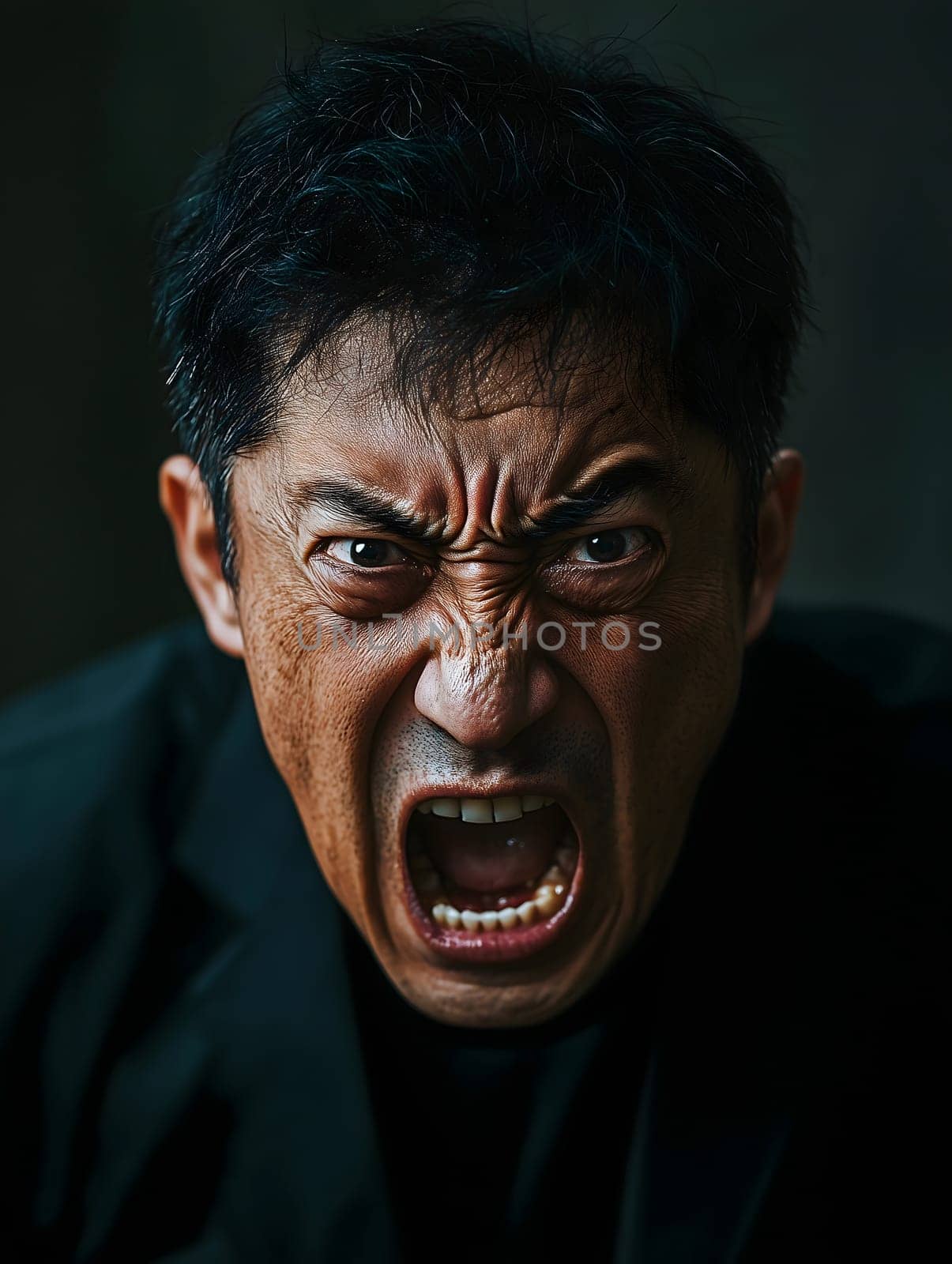 Angry Asian Man Emotional Guy Portrait