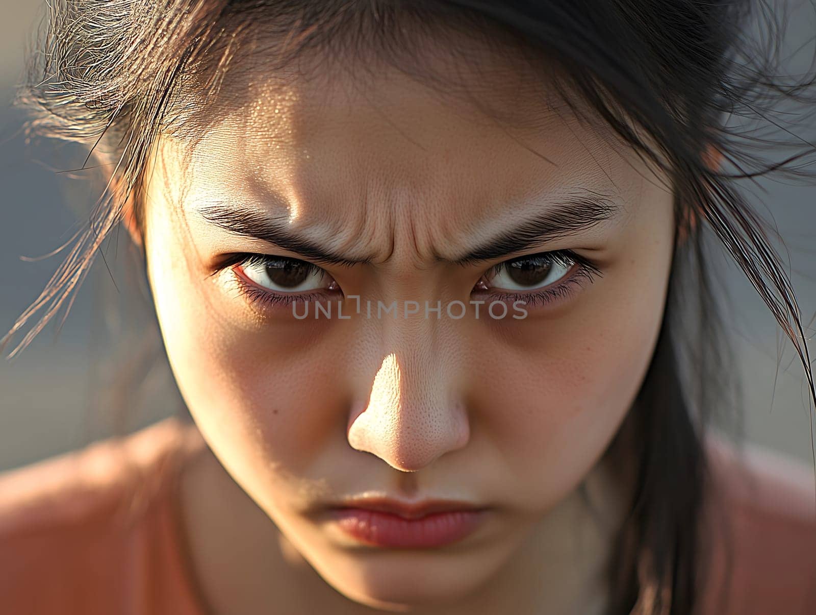 Angry Serious Asian Woman Emotional Lady Portrait