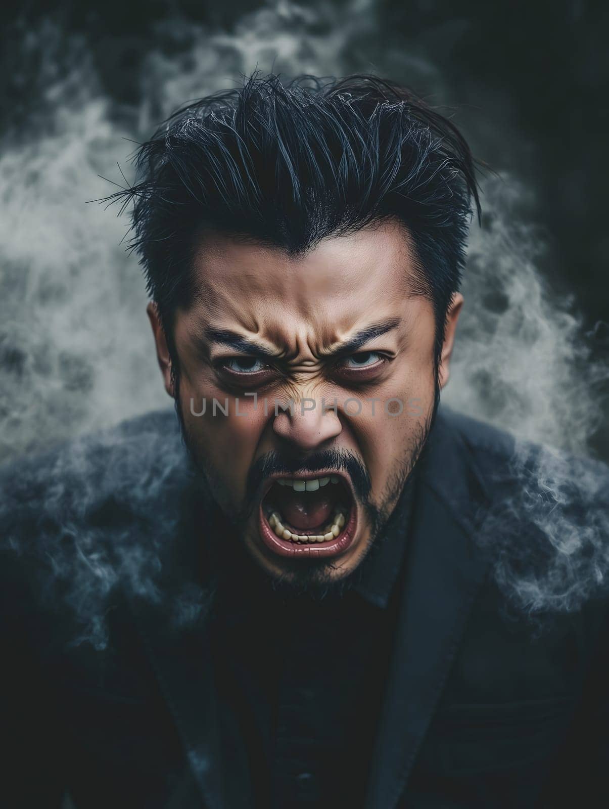 Angry Asian Man Emotional Guy Portrait
