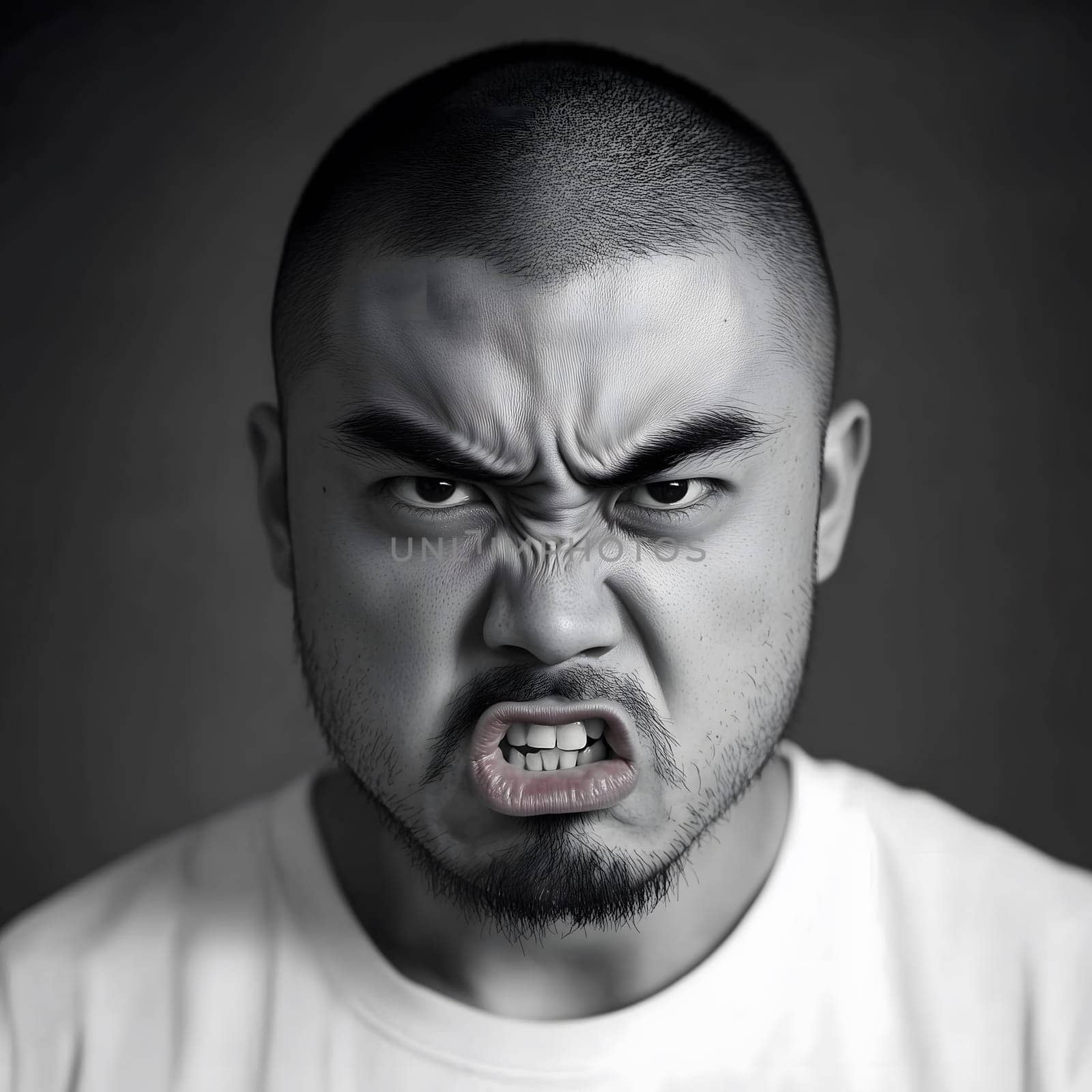Angry Asian Man Emotional Guy Portrait