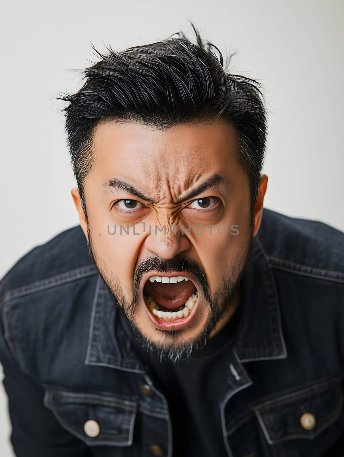 Angry Asian Man Emotional Guy Portrait