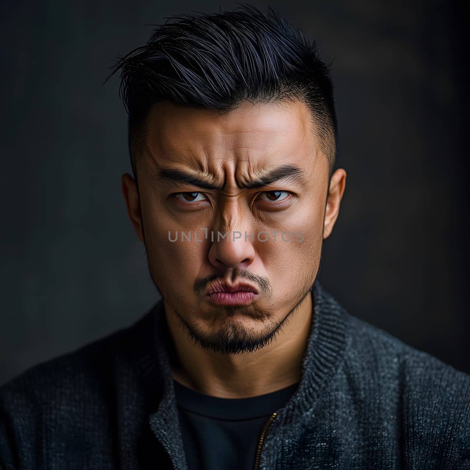 Angry Asian Man Emotional Guy Portrait