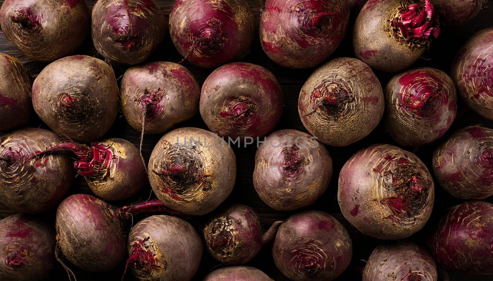 beetroots vegetables flat view, AI generated image