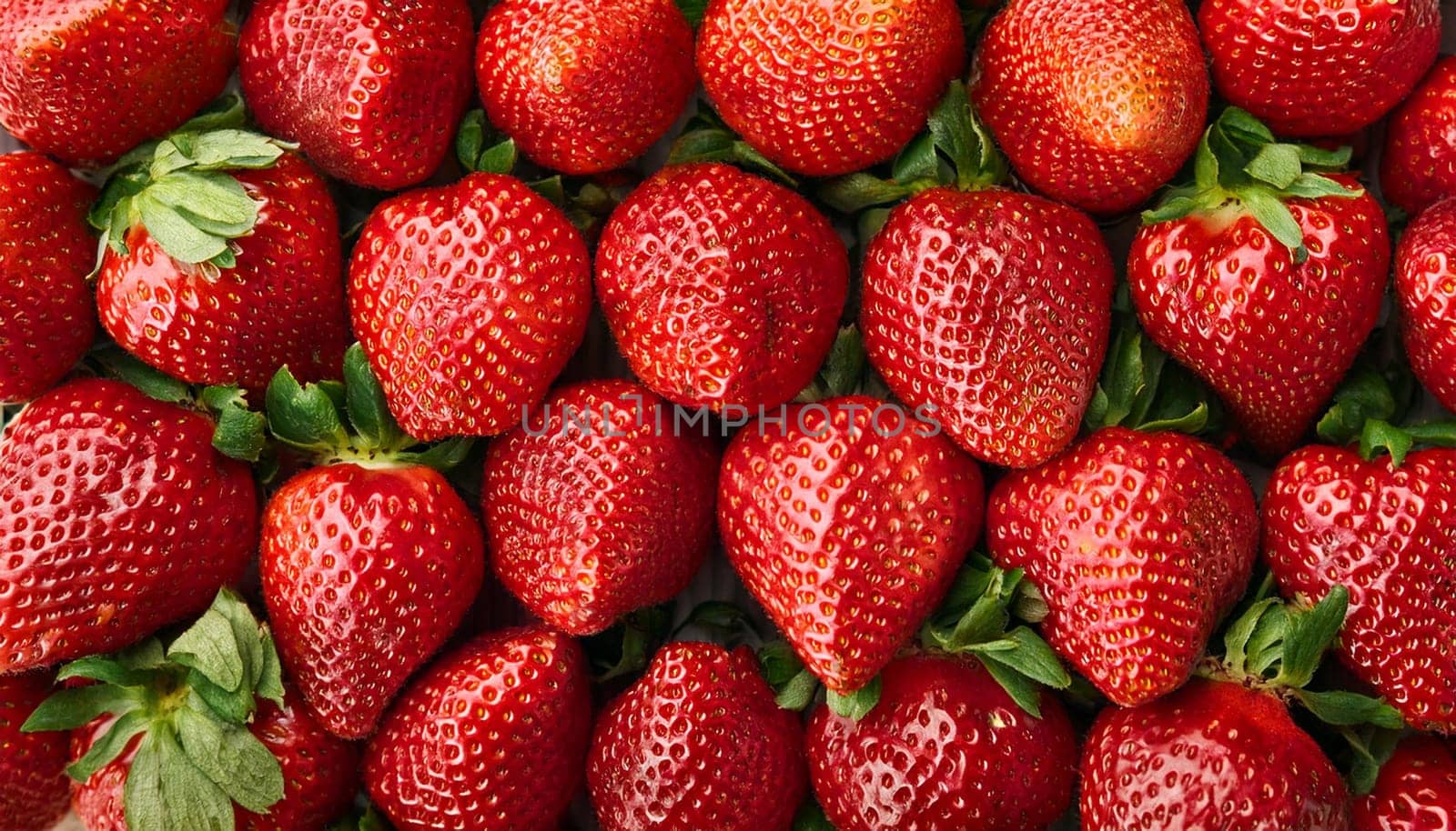 strawberries fruits vegetarian food flat top view, AI generated image