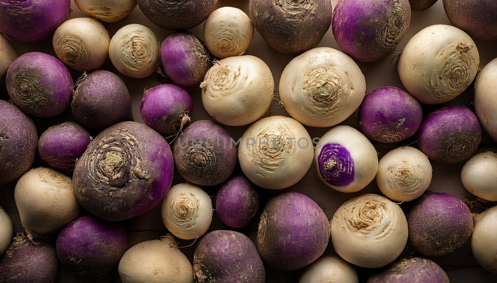 turnips vegetables flat view, AI generated image
