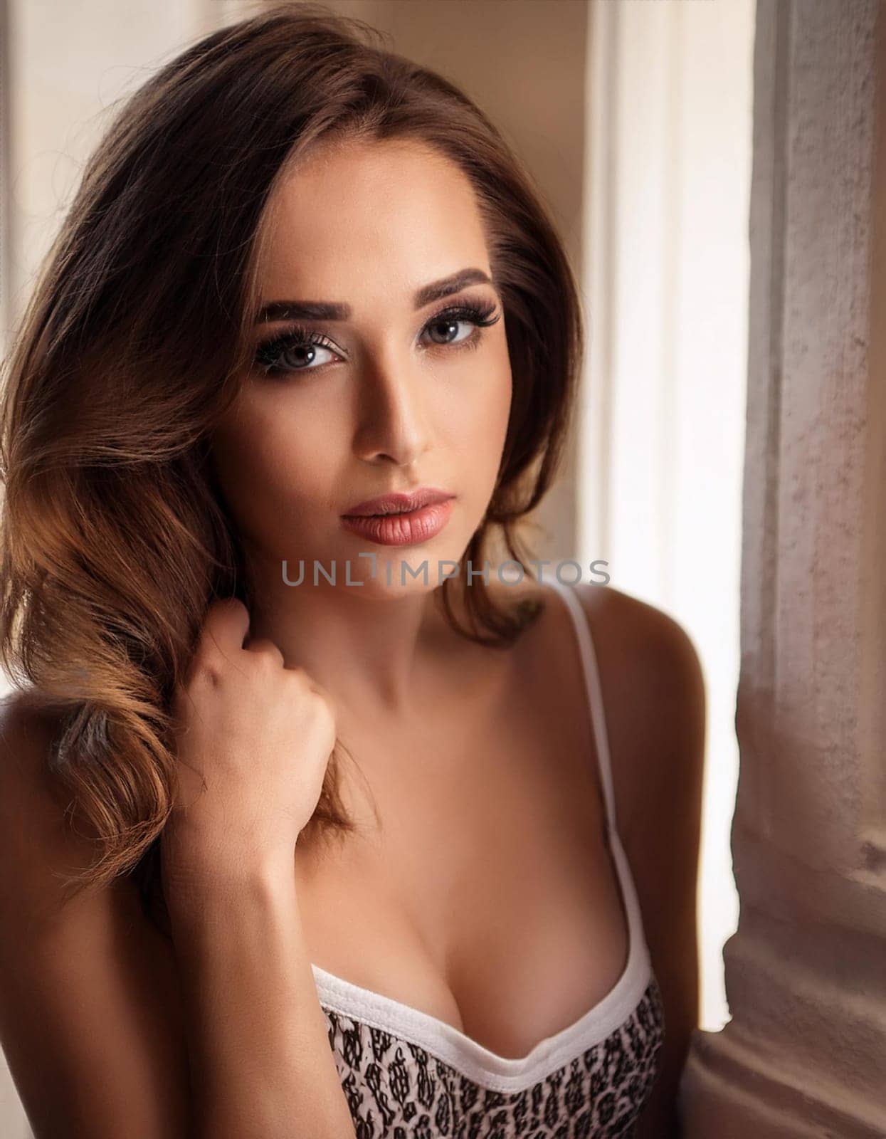 pretty young woman portrait, AI generated image
