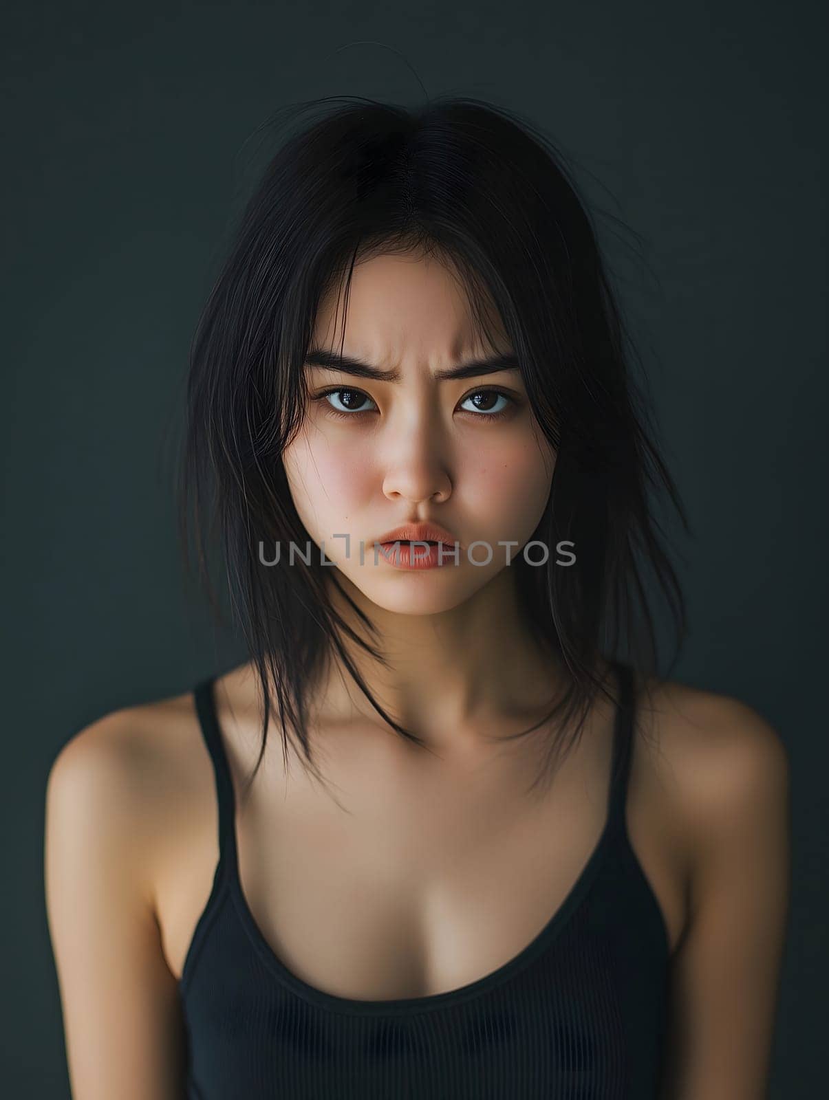 Angry Serious Asian Woman Emotional Lady Portrait