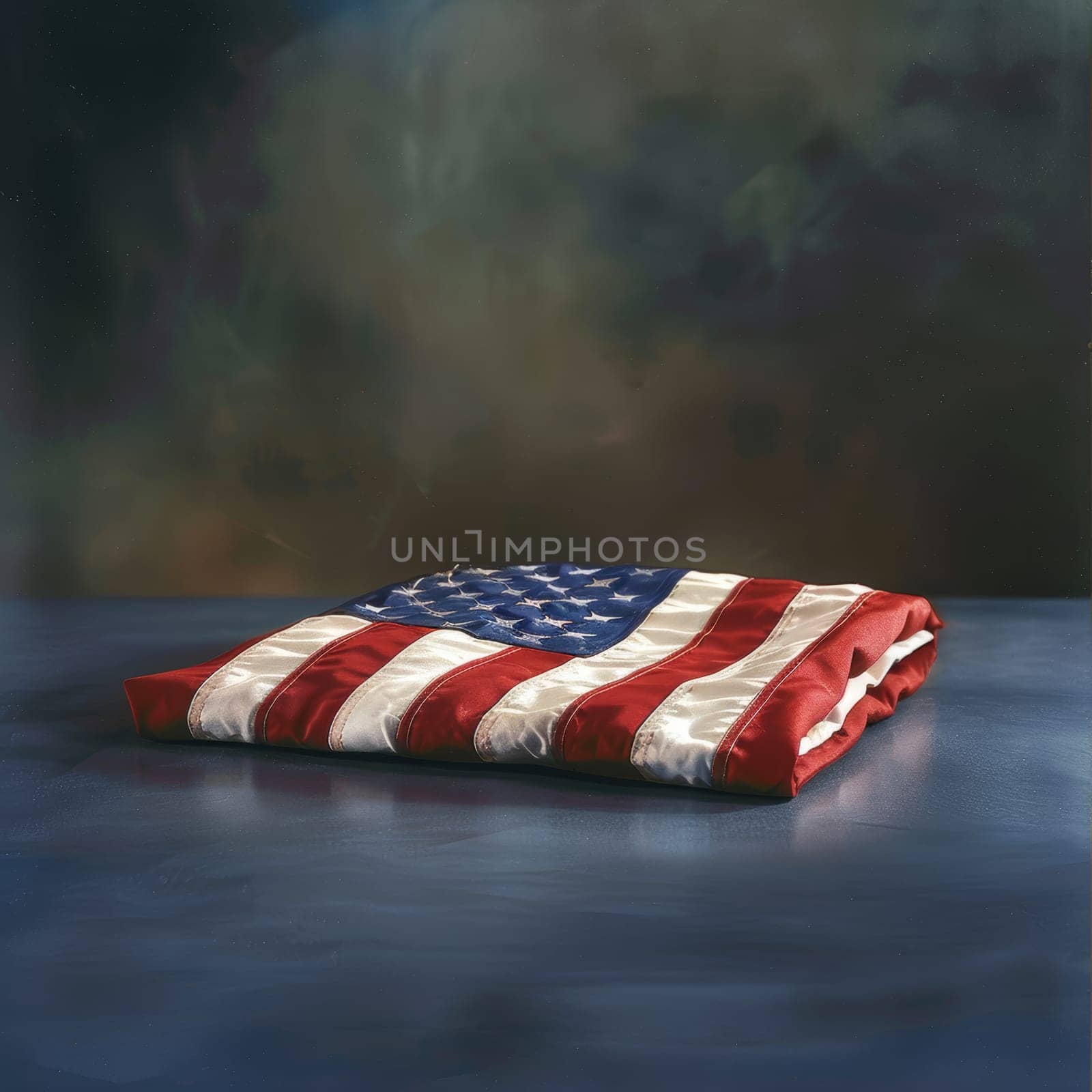 Clean and simple representation of a folded flag on a table.