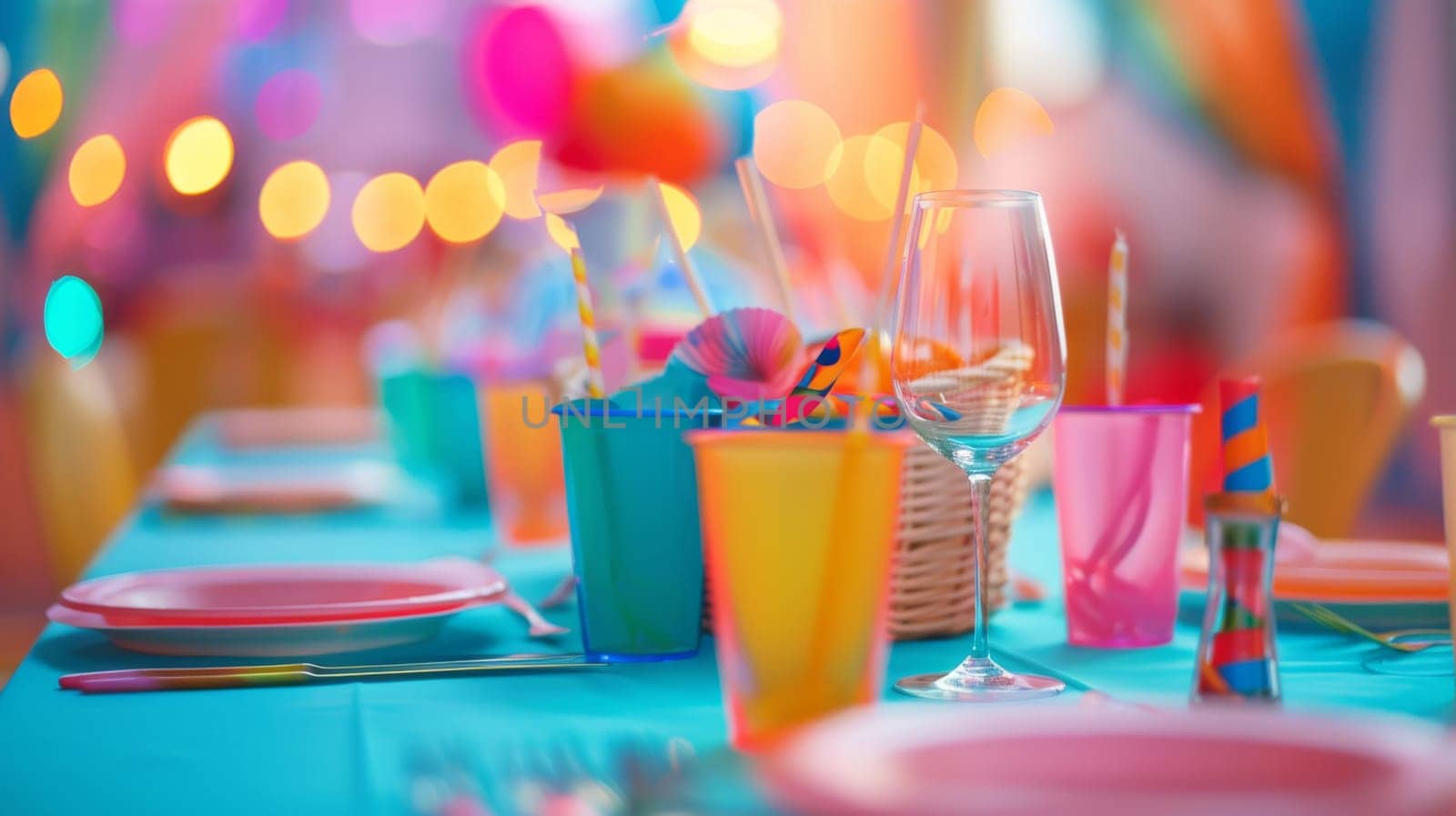 Colorful party setting featuring blank area perfect for adding event information