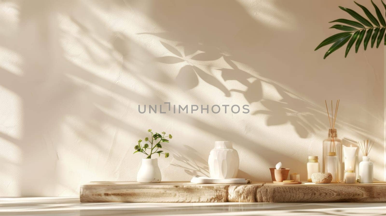 Copy space harmoniously incorporated into the design of self-care arrangement
