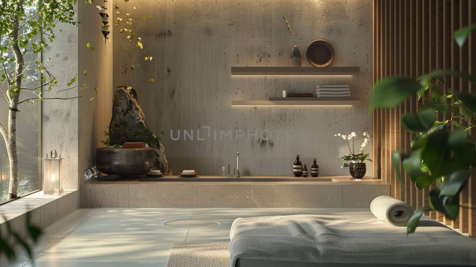 Copy space seamlessly integrated into the serene ambiance of self-care display