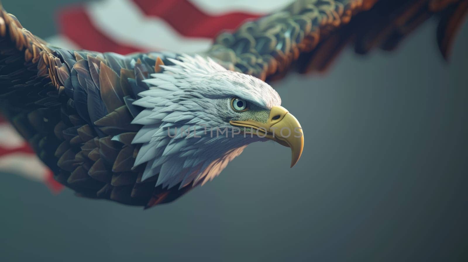 Realistic 3D design featuring a flag and eagle for Patriot Day.