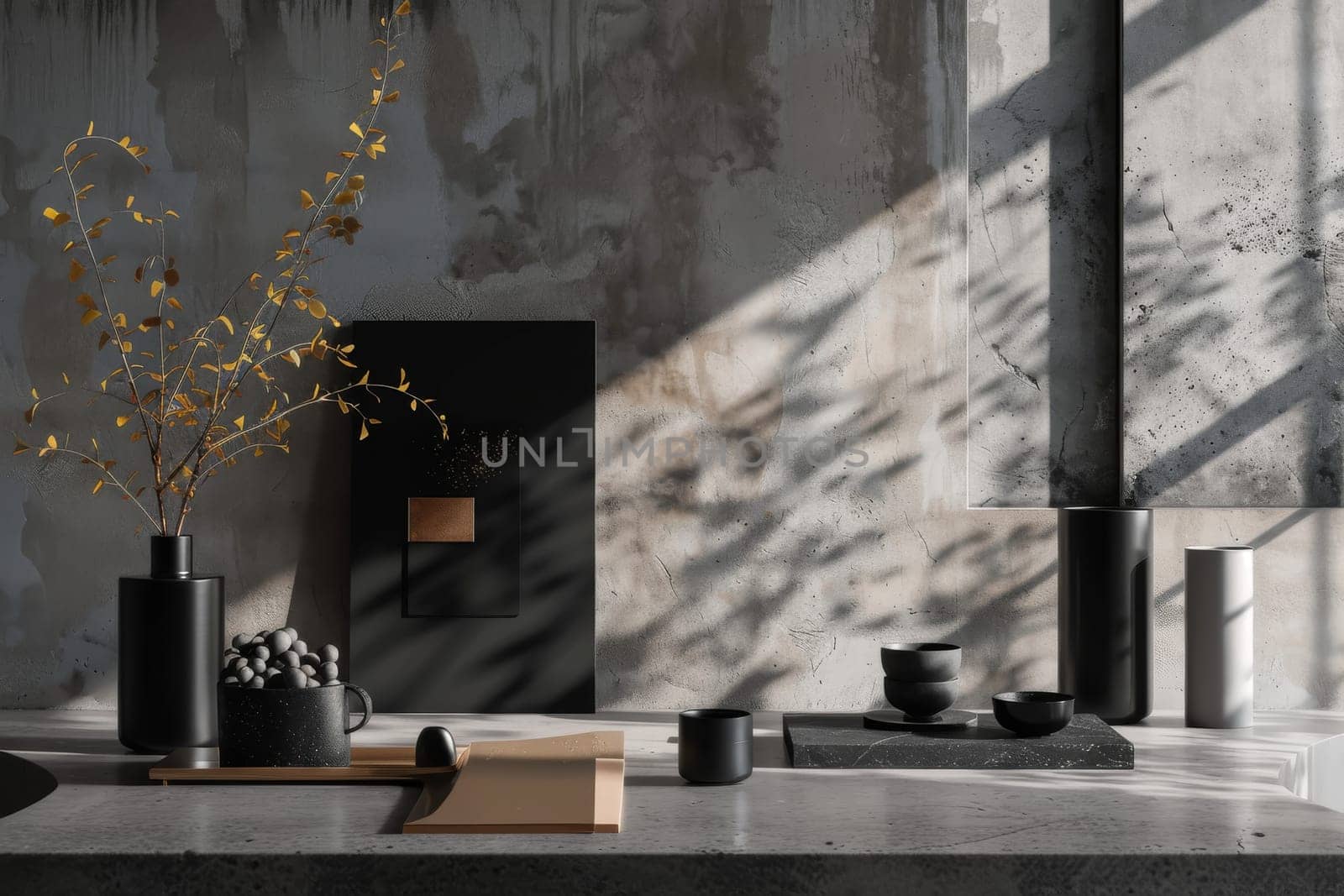Refined mockup setup adorned with decorative elements for an elegant touch.