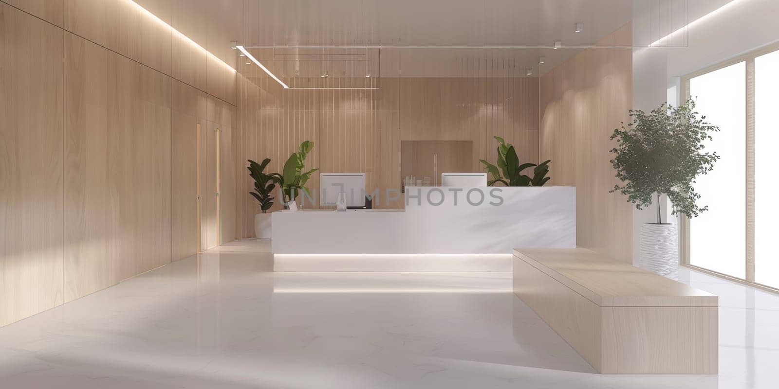 Simple and uncluttered business environment with minimalistic decor.