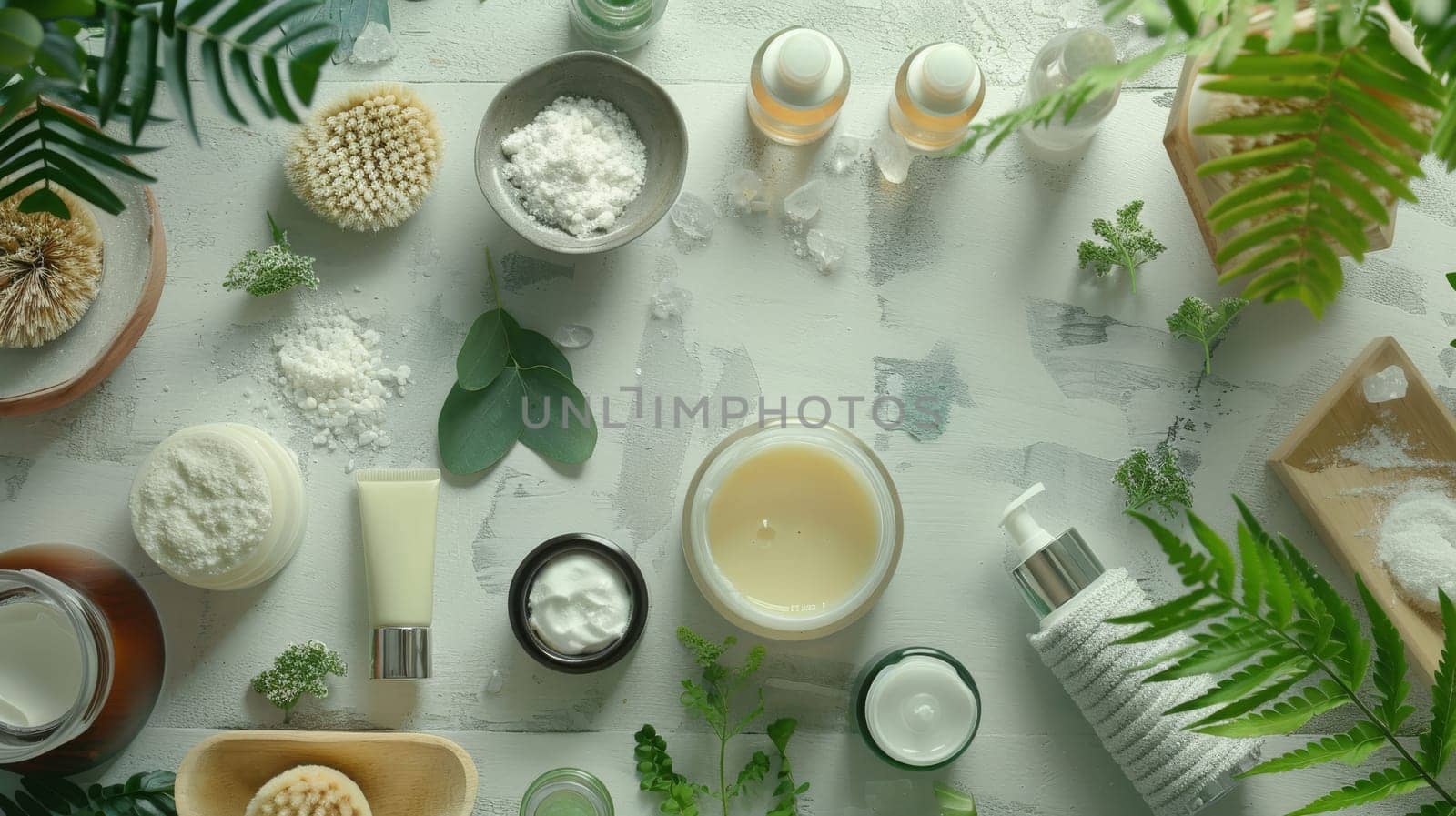 Top view snapshot of natural beauty products