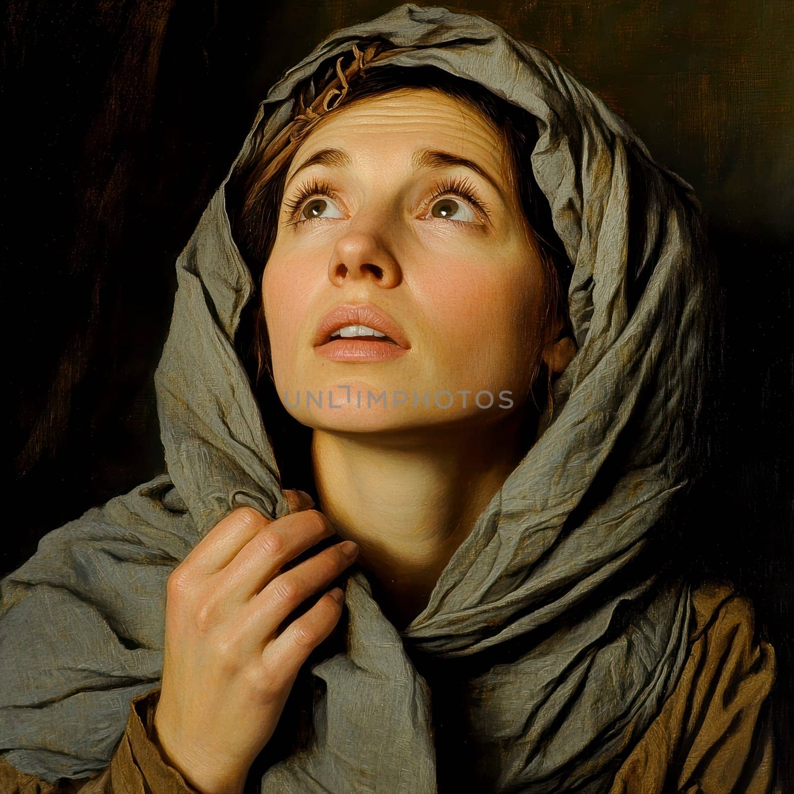 Portrait of Saint Magdalene. AI generative.