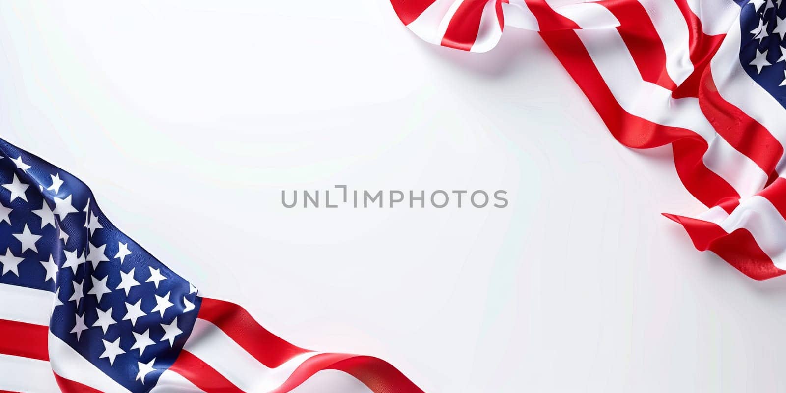White backdrop with a waving American flag for Patriot Day.