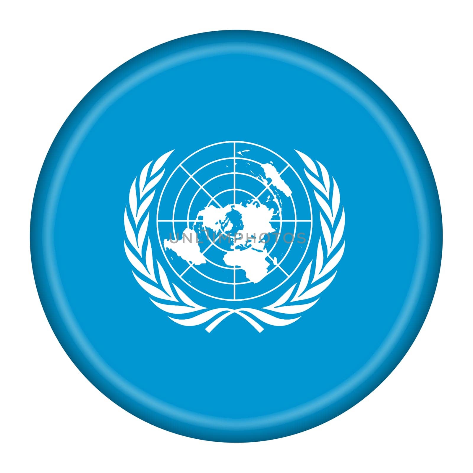 A United Nations flag button with clipping path
