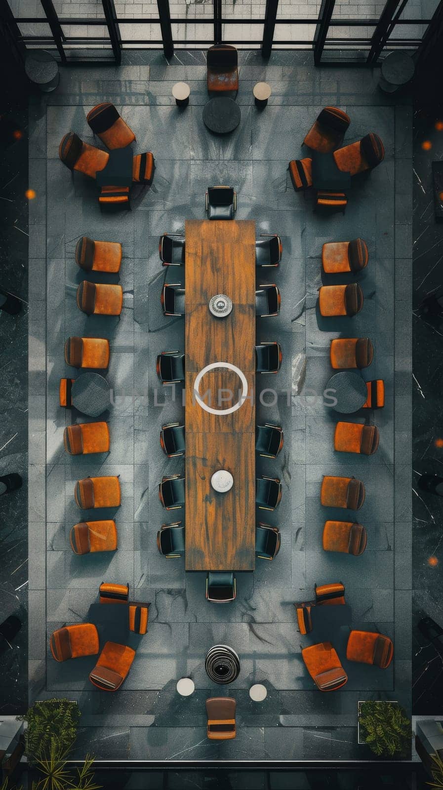 Business setup featuring a symmetrical layout pattern.
