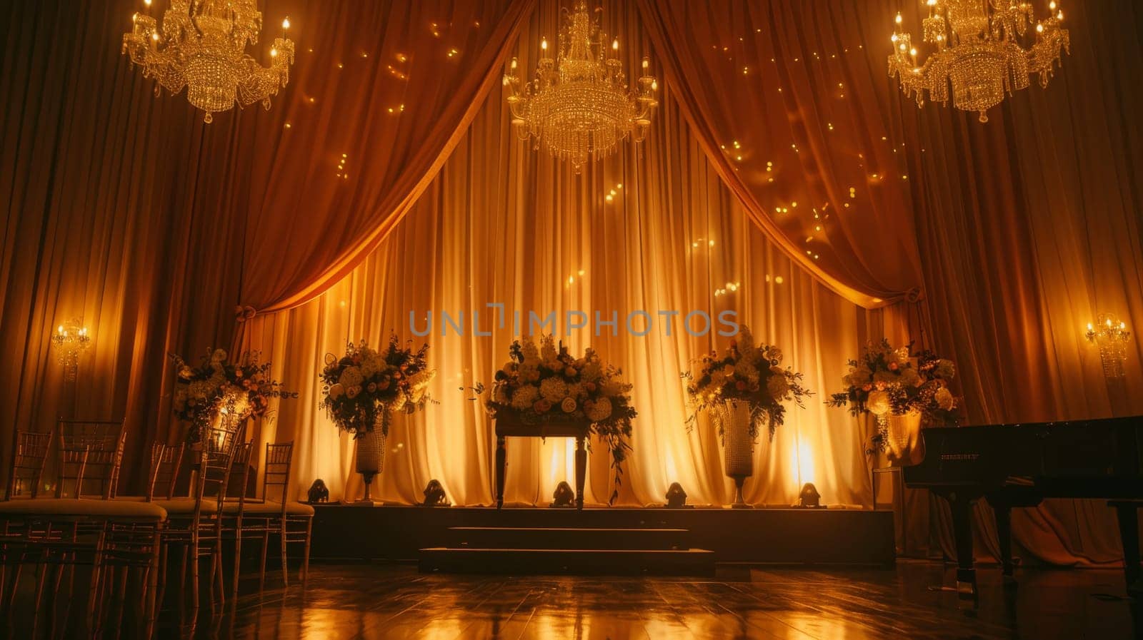 Contemporary abstract backdrop adding modern sophistication to the party scene