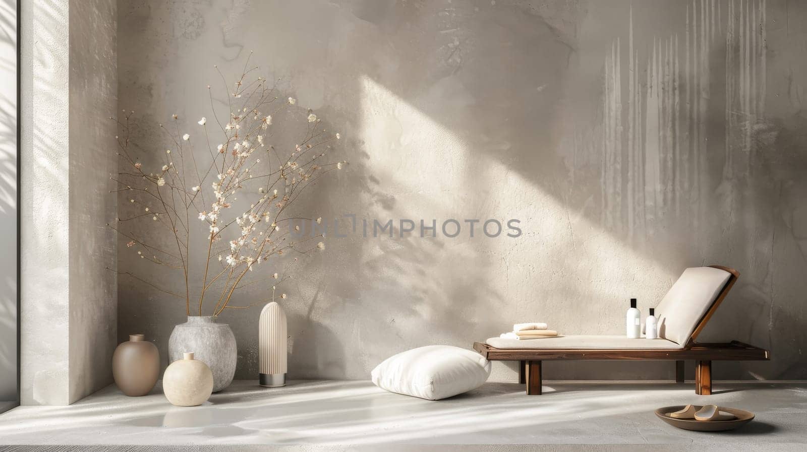 Copy space strategically incorporated into the aesthetic of beauty and wellness arrangement