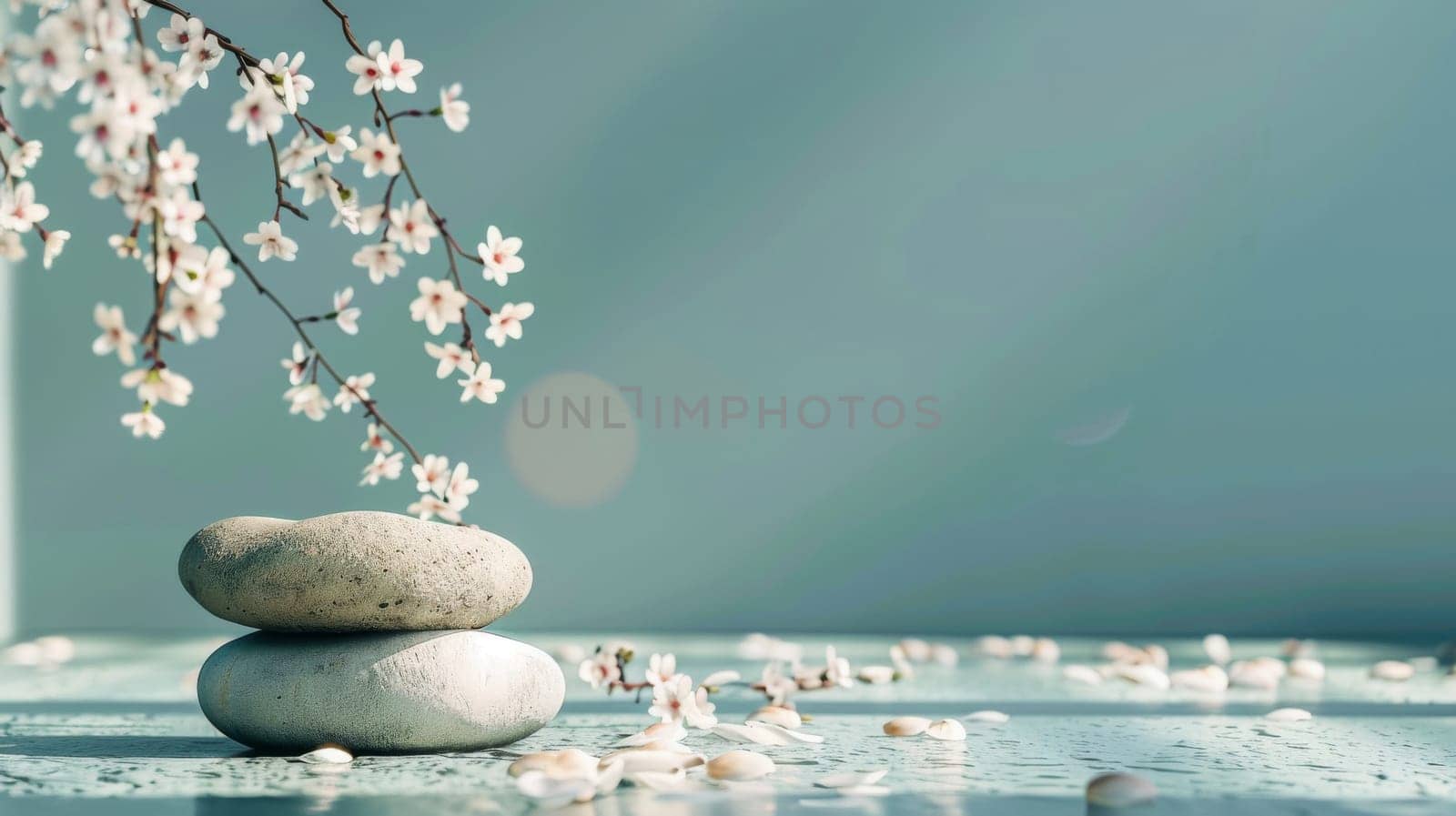 Copy space seamlessly integrated into the serene ambiance of self-care imagery