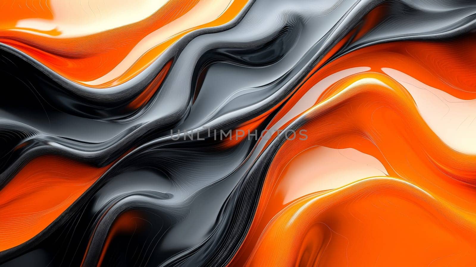 A hyper-detailed, high-resolution 3D rendering showcasing an abstract design in rich orange and black tones. The composition combines natural textures with a modern, high-contrast aesthetic, resulting in a visually compelling image that emphasizes depth and detail.