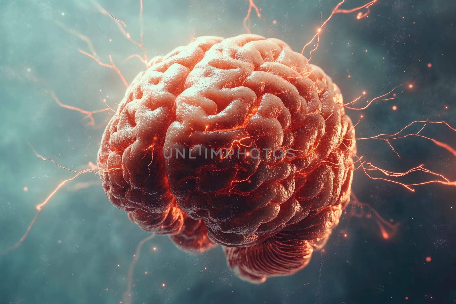 Digital brain connections spreading out. Artificial intelligence and neural network concept. AI generated