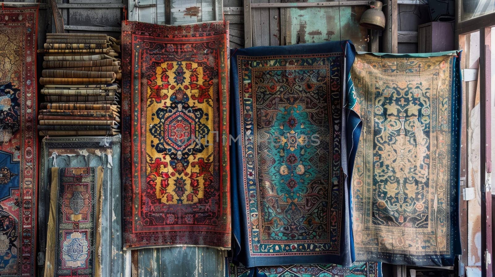 Islamic-inspired tapestry wall hangings with intricate patterns, adding texture and interest to walls.