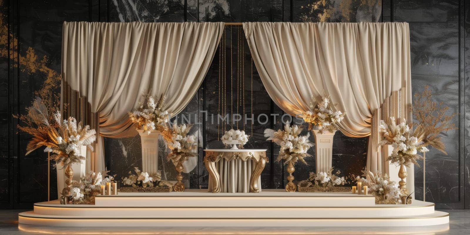 Glamorous mockup setup with lavish decoration for a sumptuous presentation.