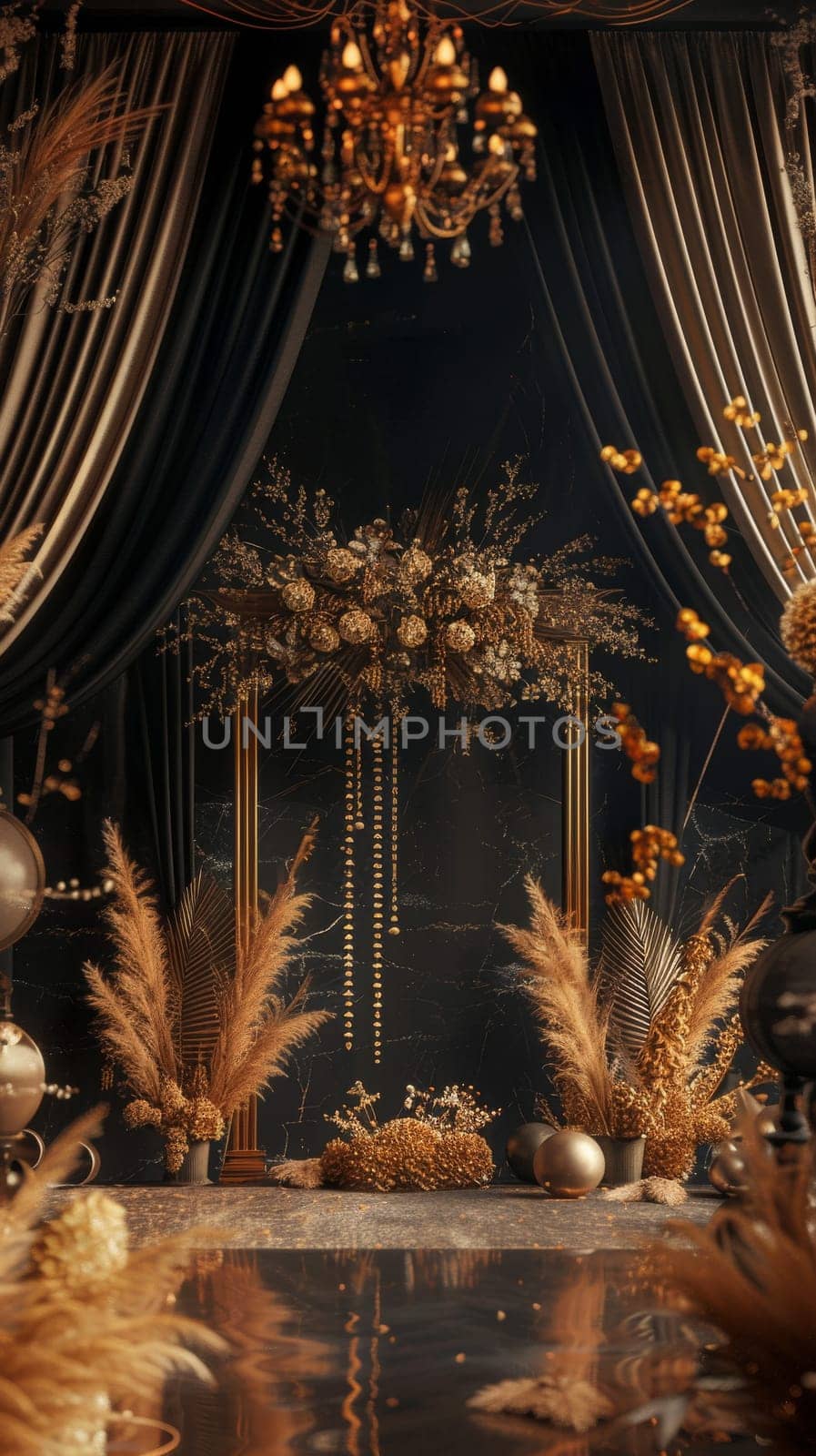 Lavish mockup setup featuring exquisite decoration for a grandiose look.