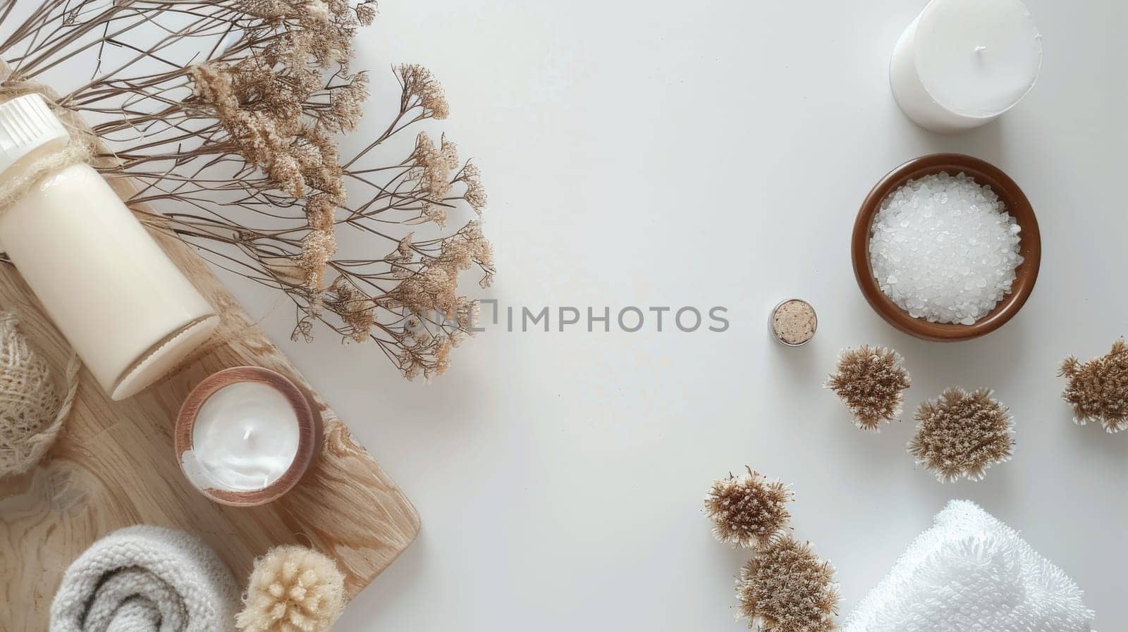 Minimalist display of natural self-care items