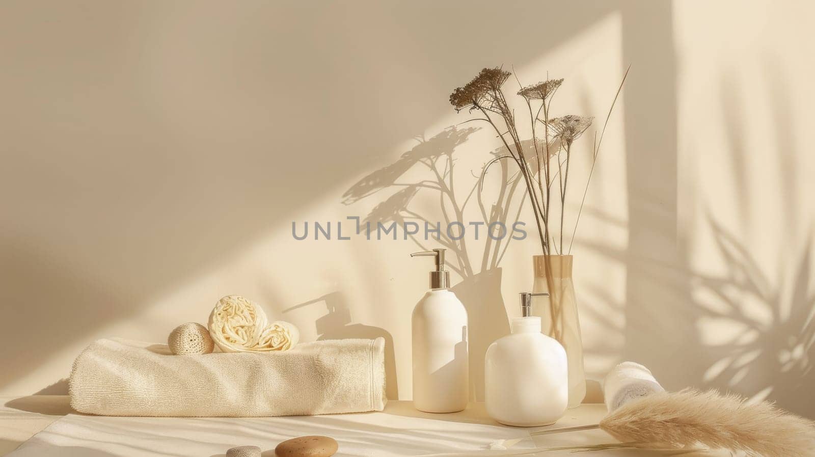 Minimalist composition of spa and relaxation essentials