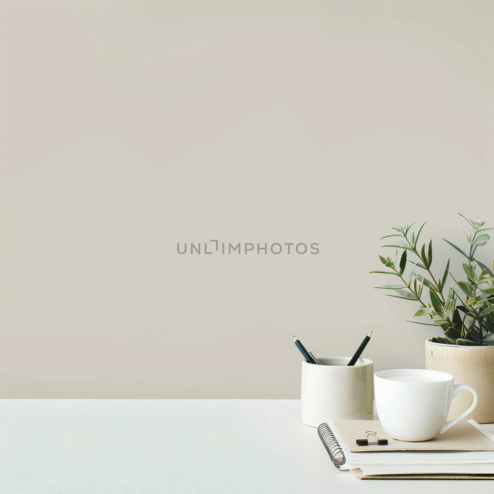 Minimalistic business background featuring office essentials.