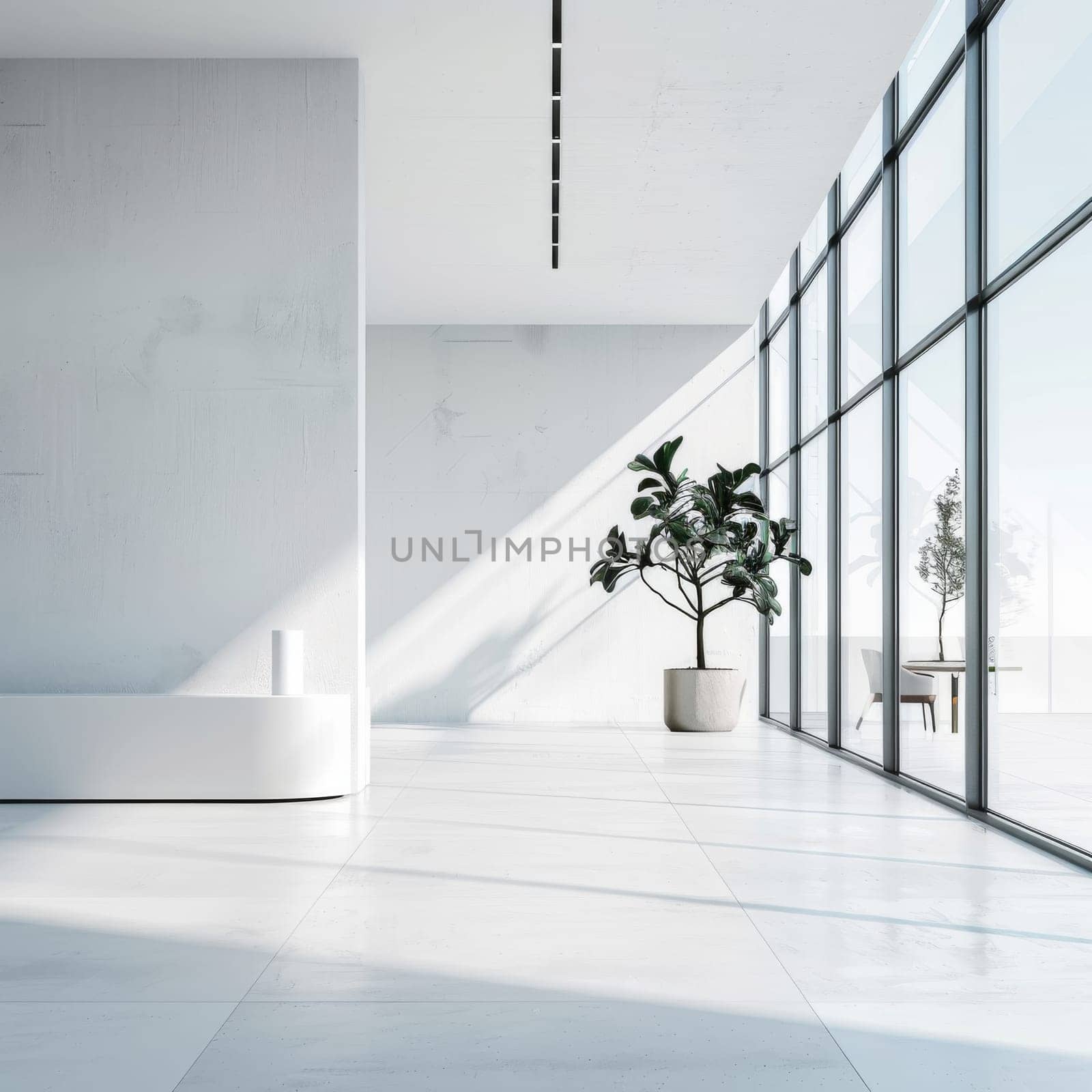 Minimalistic corporate environment with a blank area for text.