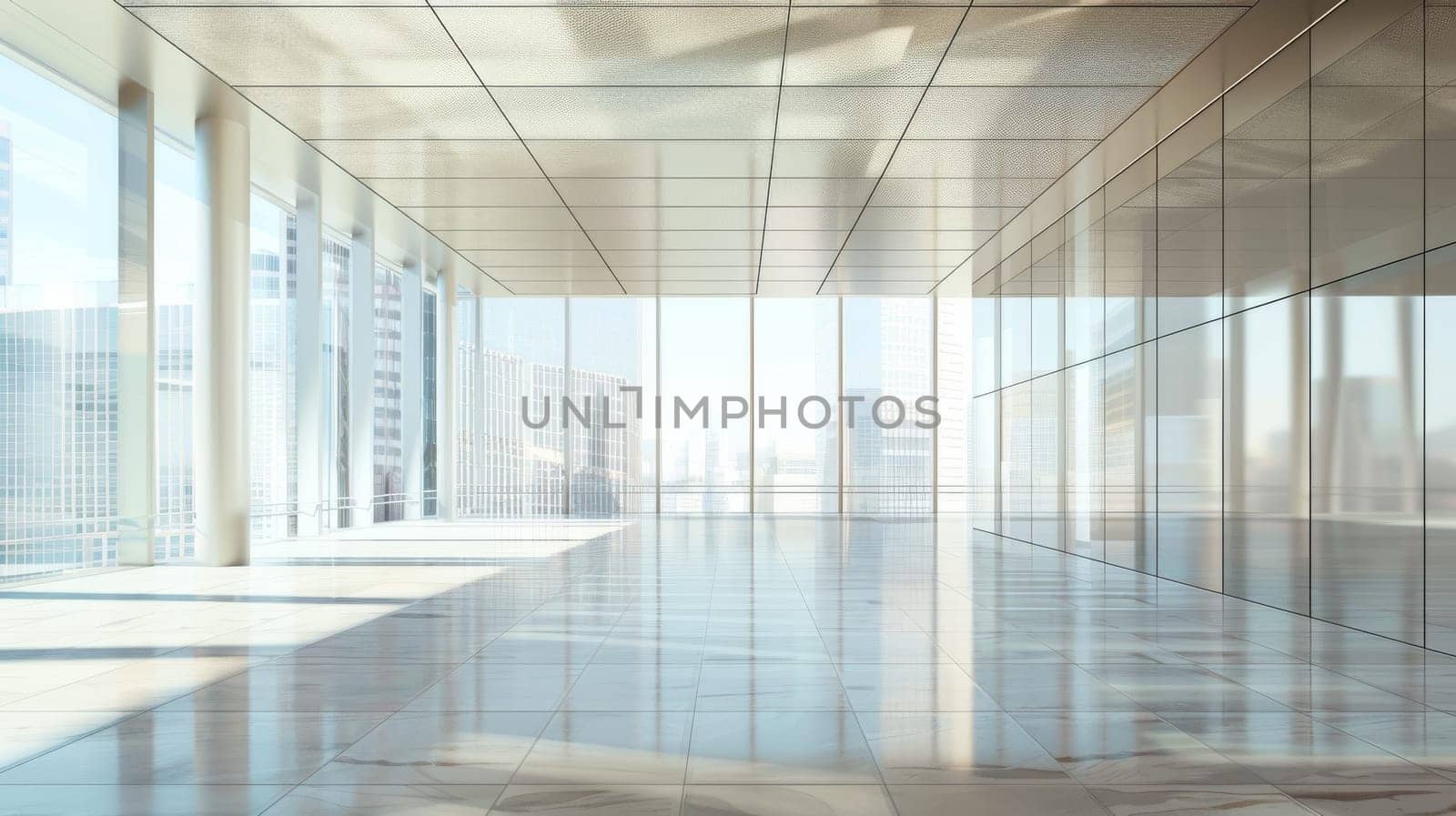 Modern business scene with open space for advertising text.