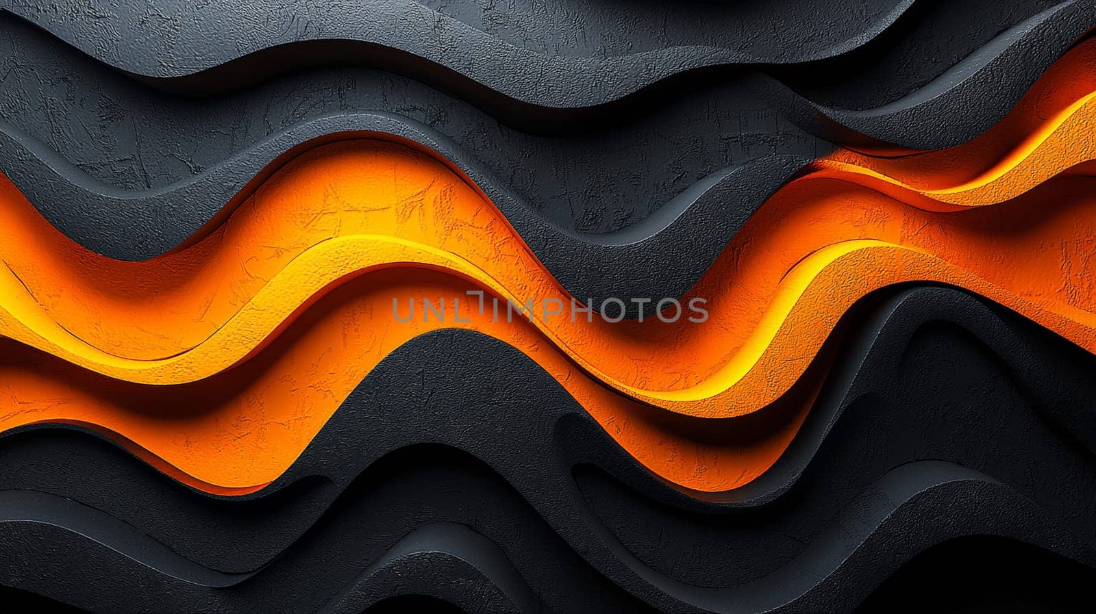 A hyper-detailed, high-resolution 3D rendering showcasing an abstract design in rich orange and black tones. The composition combines natural textures with a modern, high-contrast aesthetic, resulting in a visually compelling image that emphasizes depth and detail.