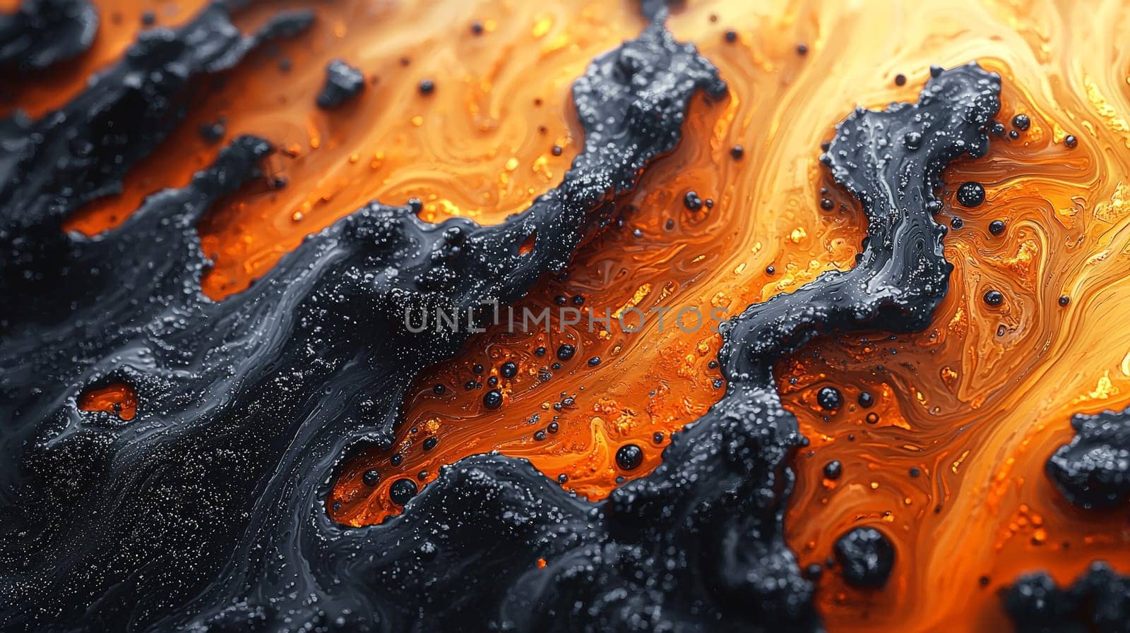 A hyper-detailed, high-resolution 3D rendering showcasing an abstract design in rich orange and black tones. The composition combines natural textures with a modern, high-contrast aesthetic, resulting in a visually compelling image that emphasizes depth and detail.