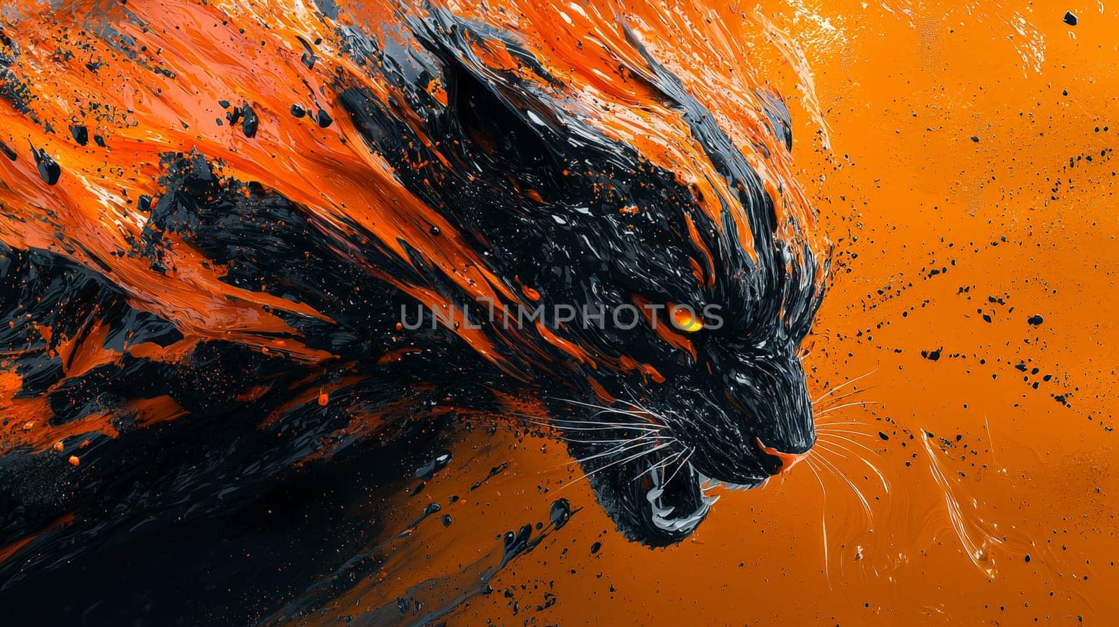 A hyper-detailed, high-resolution 3D rendering showcasing an abstract design in rich orange and black tones. The composition combines natural textures with a modern, high-contrast aesthetic, resulting in a visually compelling image that emphasizes depth and detail.