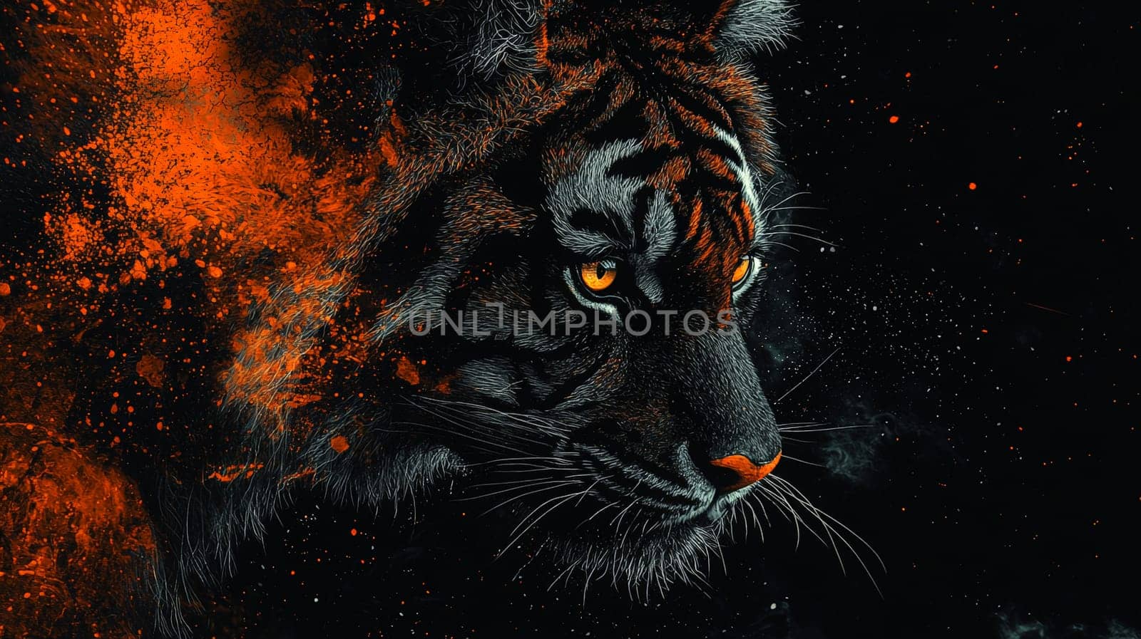 A hyper-detailed, high-resolution 3D rendering showcasing an abstract design in rich orange and black tones. The composition combines natural textures with a modern, high-contrast aesthetic, resulting in a visually compelling image that emphasizes depth and detail.