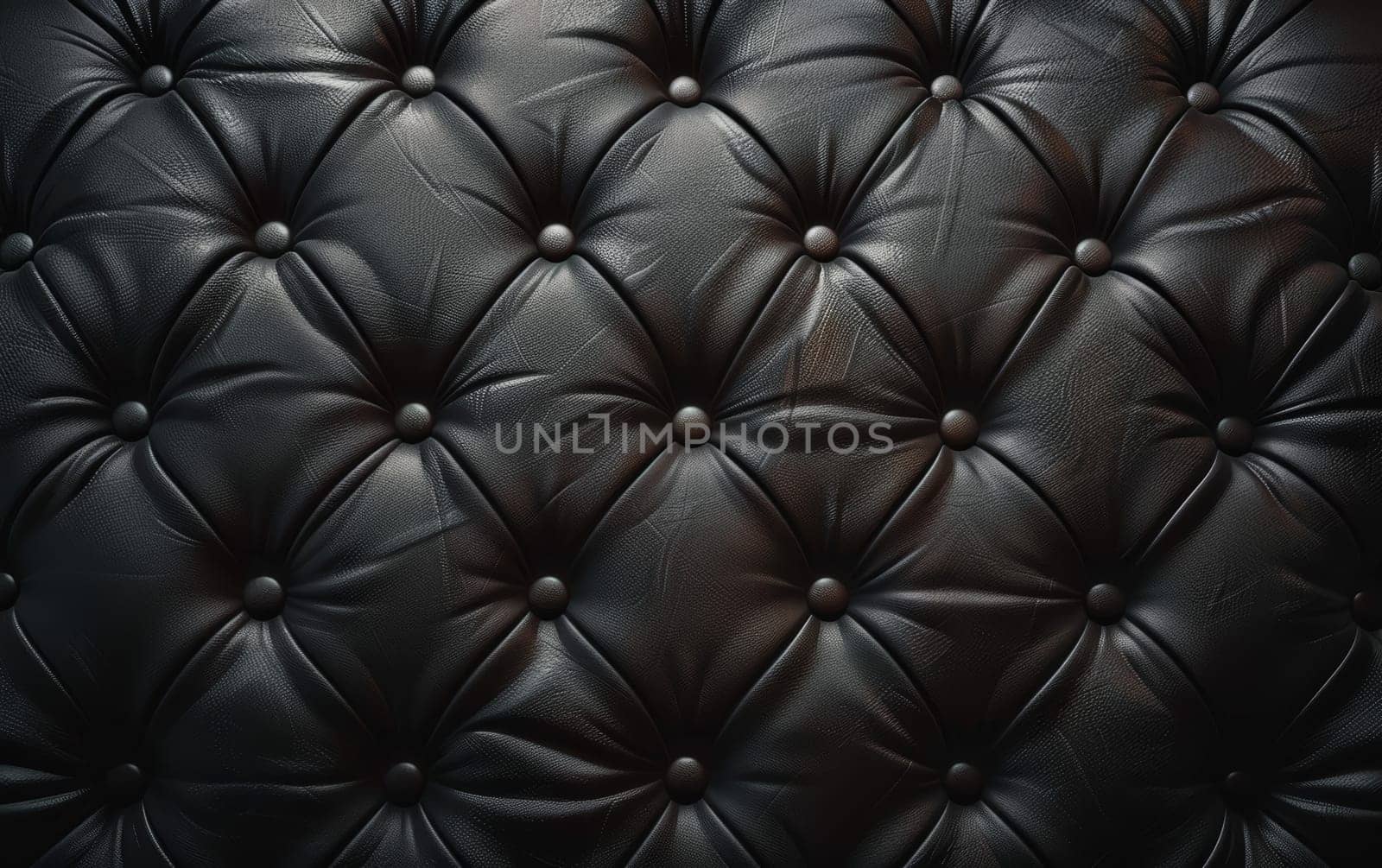 Sumptuous dark brown tufted leather panel with a deep, intricate diamond pattern and polished metal studs, creating a lavish and prestigious aesthetic