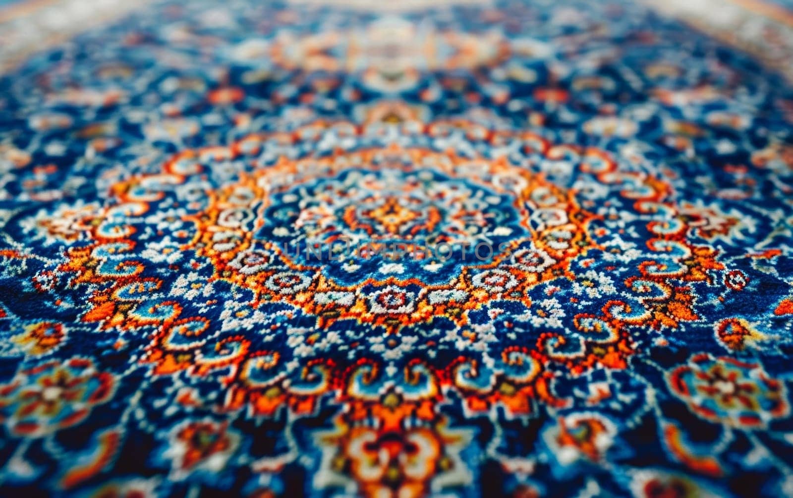 A mesmerizing kaleidoscopic rug design featuring an explosion of vivid colors, geometric shapes, and intricate floral patterns that create a hypnotic visual experience