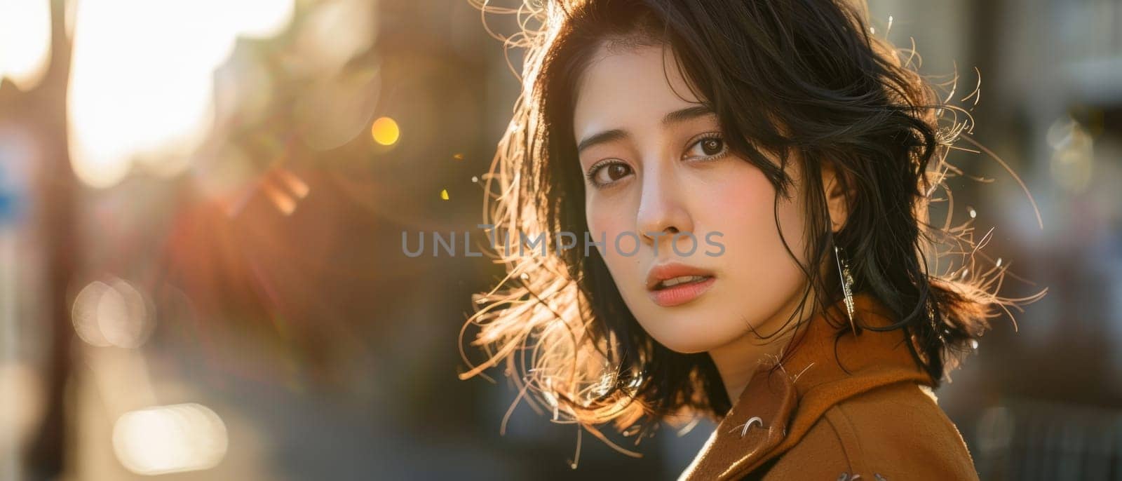 Pensive Young Woman in Warm Lighting.